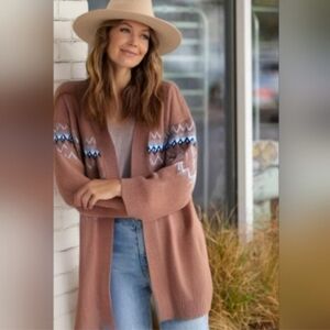 Brown Fairisle Longline Cardigan